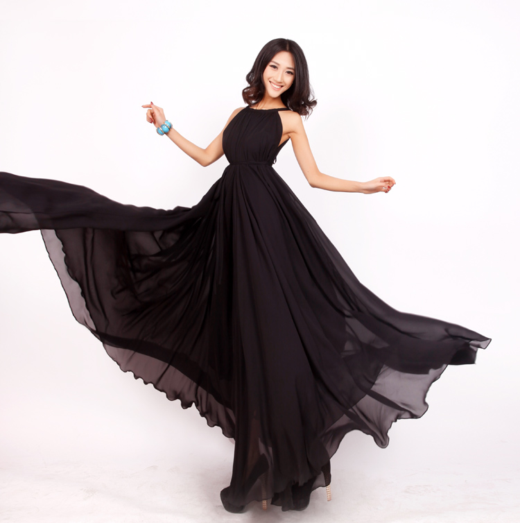 black floaty maxi dress