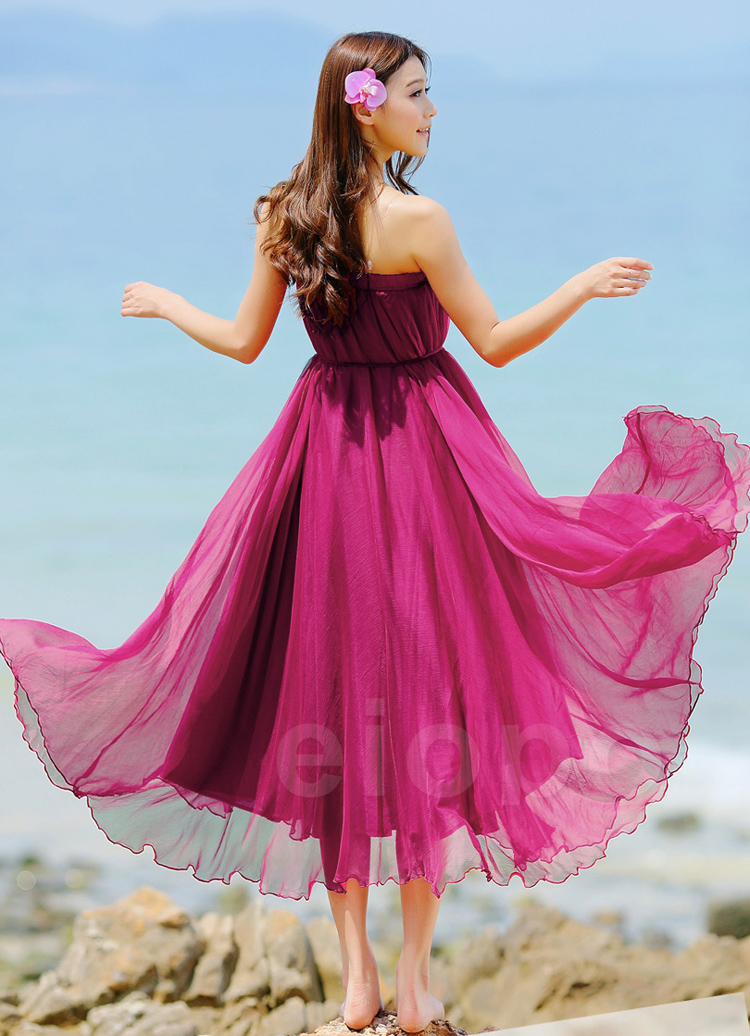 Rose Pink Chiffon Maxi Skirt Long Sundress Holiday Maxi Dress Skirt ...